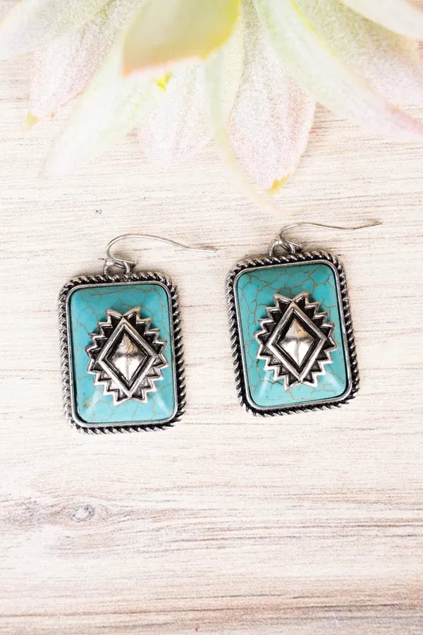 Turquoise aztec earrings