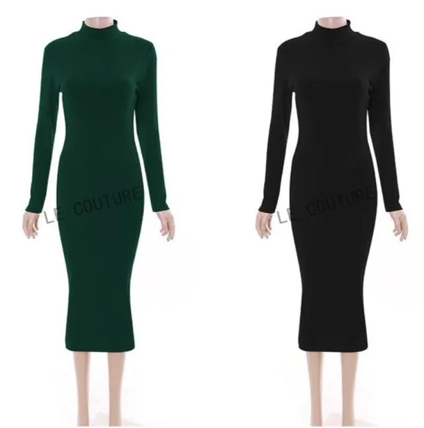 Turtleneck Long Sleeve Bodycon Dress