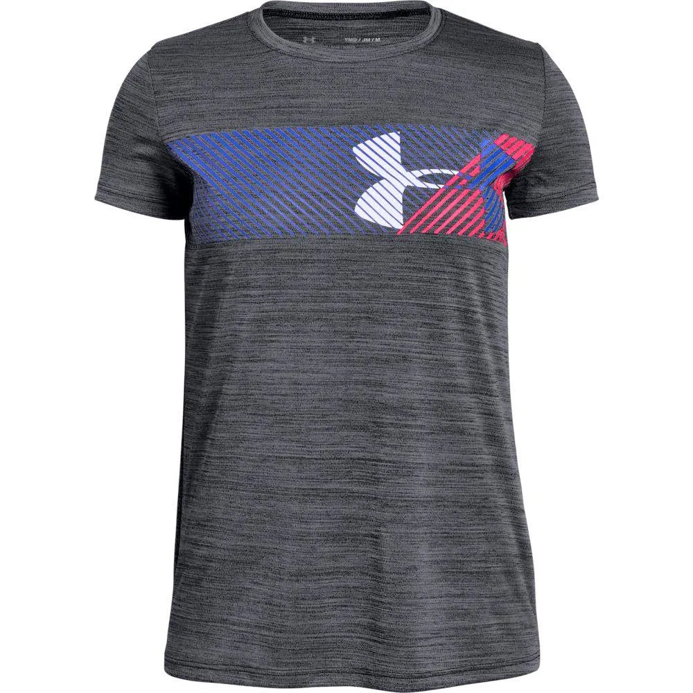 Under Armour Hybrid Big Logo Girls Short Sleeve Shirt