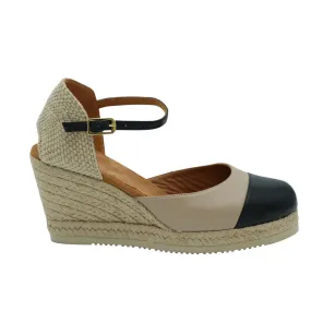 UNISA  Camel and Black Leather Espadrille CAVA