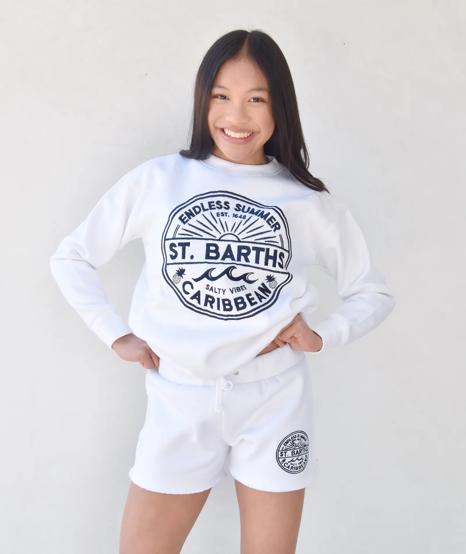 Vintage Havana Girls St. Barth Embroidered Crew