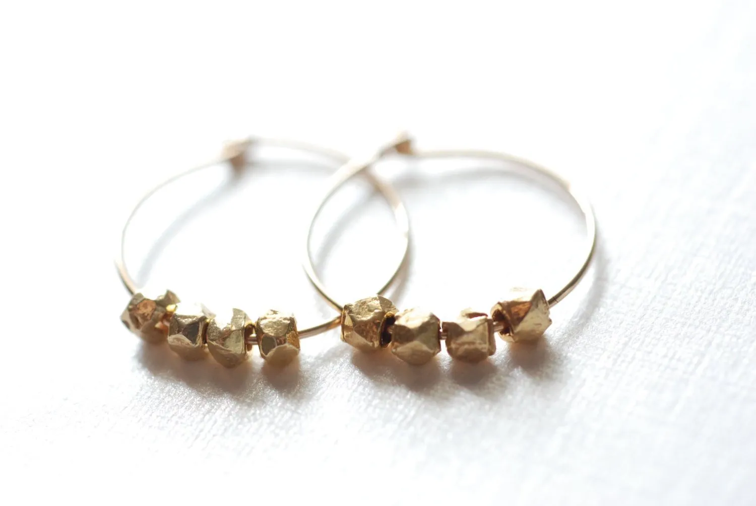 Wholesale Gold Nugget Hoop Earrings, 14k gold filled hoop earrings, Minimalist earrings