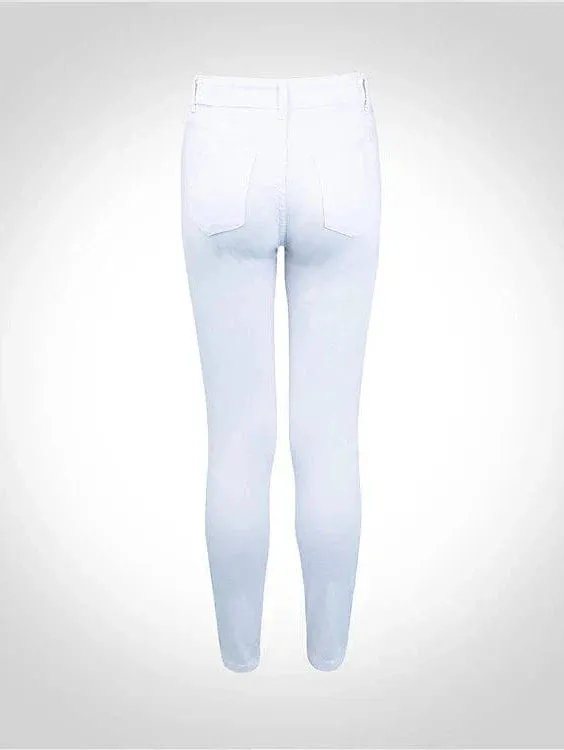 Women's Black and White Designer Denim Jeans with Side Pockets and Cut Out Detail