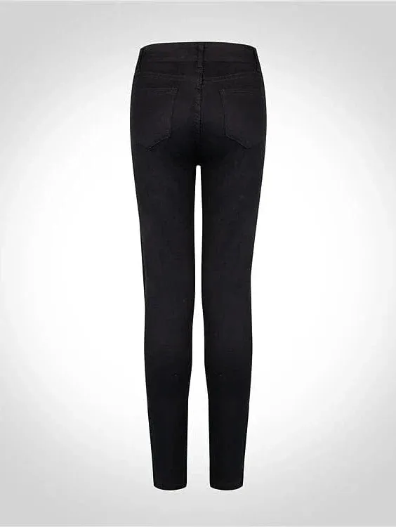 Women's Black and White Designer Denim Jeans with Side Pockets and Cut Out Detail