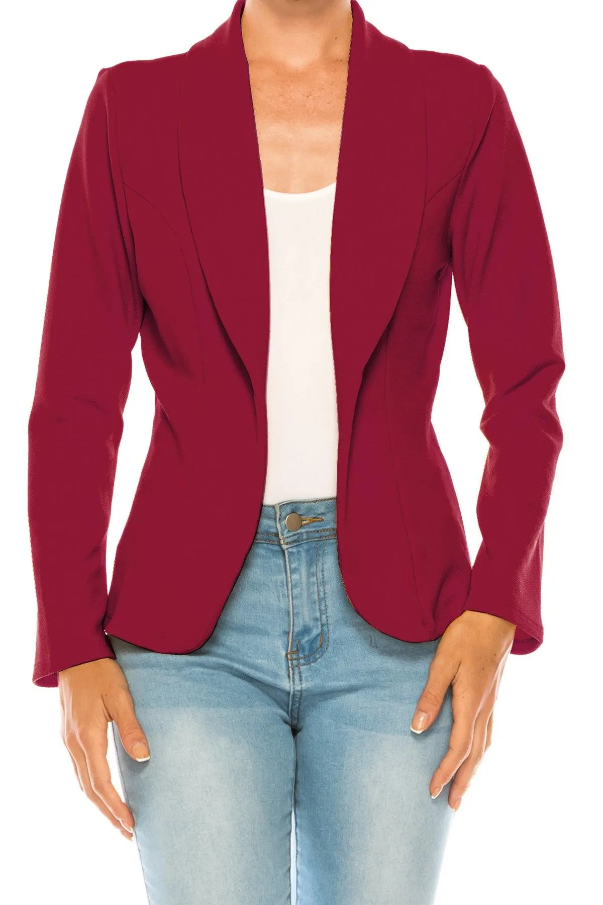 Women's Casual Solid Office Work Long Sleeve Fitted Open Front Blazer Jacket. Pack  of 2