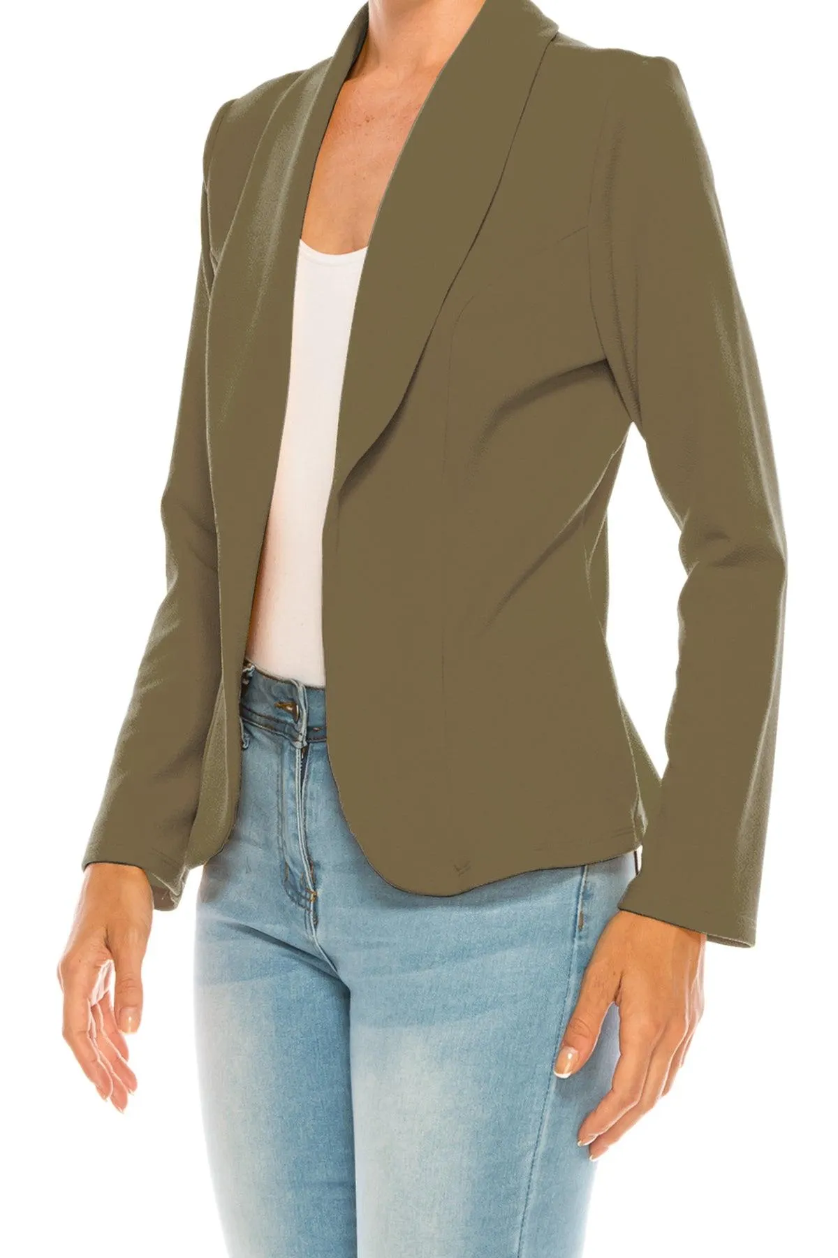 Women's Casual Solid Office Work Long Sleeve Fitted Open Front Blazer Jacket. Pack  of 2