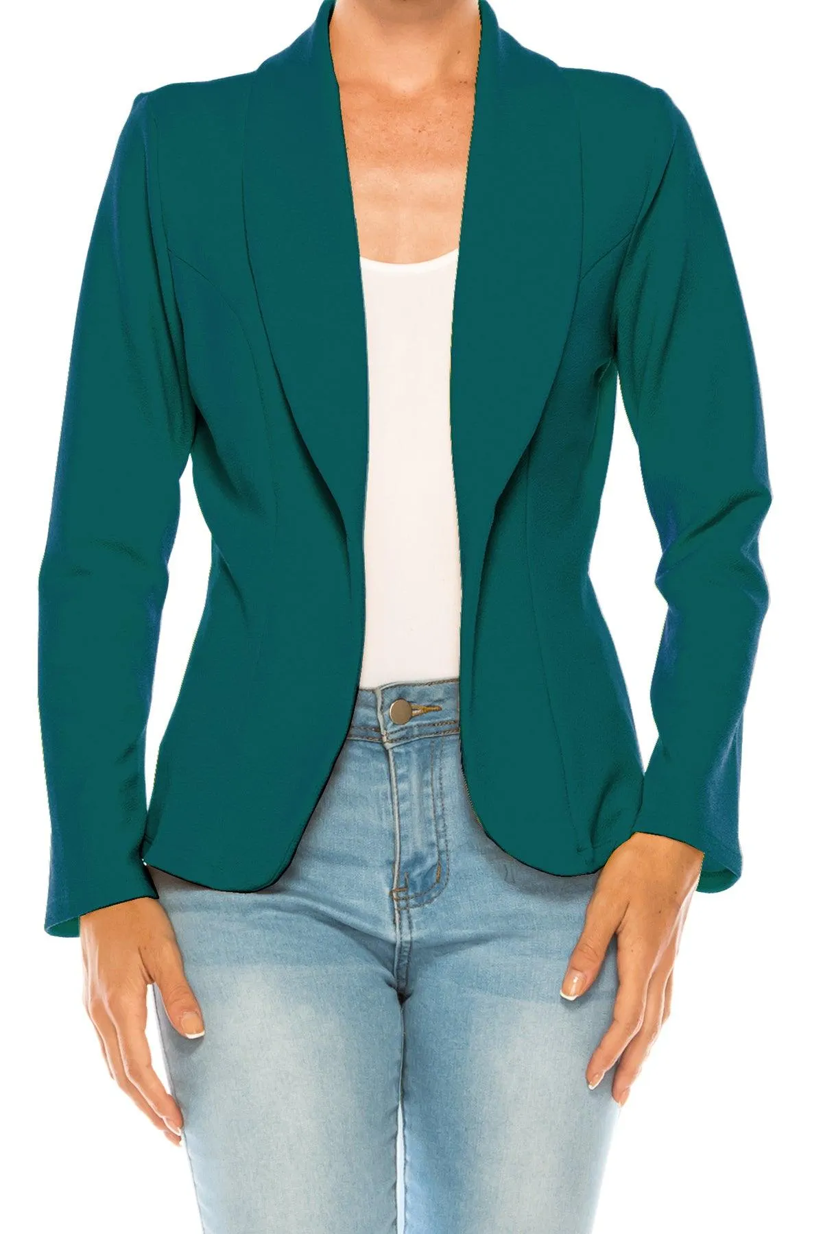 Women's Casual Solid Office Work Long Sleeve Fitted Open Front Blazer Jacket. Pack  of 2