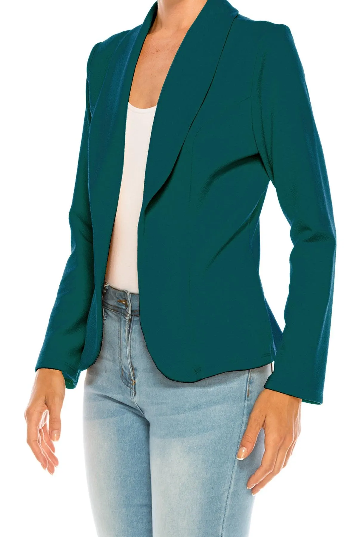 Women's Casual Solid Office Work Long Sleeve Fitted Open Front Blazer Jacket. Pack  of 2