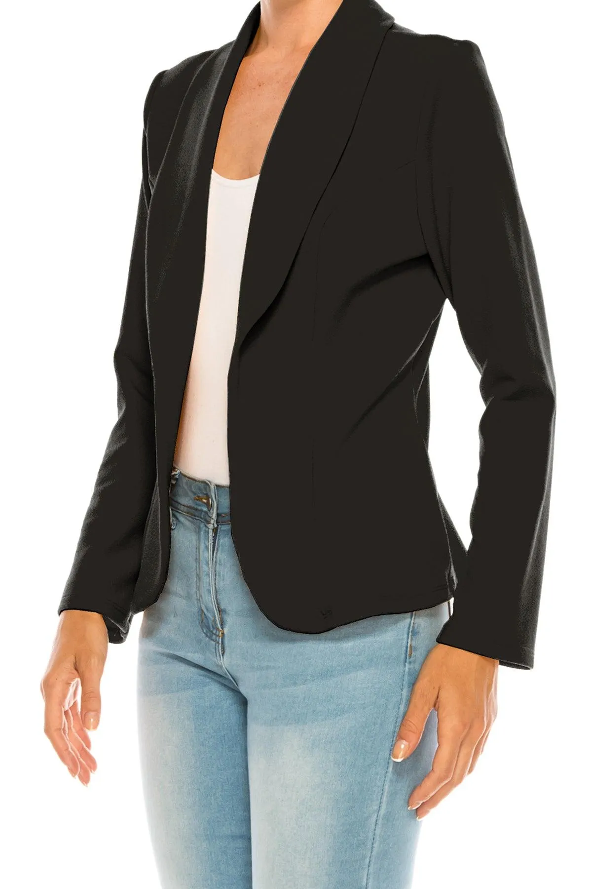 Women's Casual Solid Office Work Long Sleeve Fitted Open Front Blazer Jacket. Pack  of 2