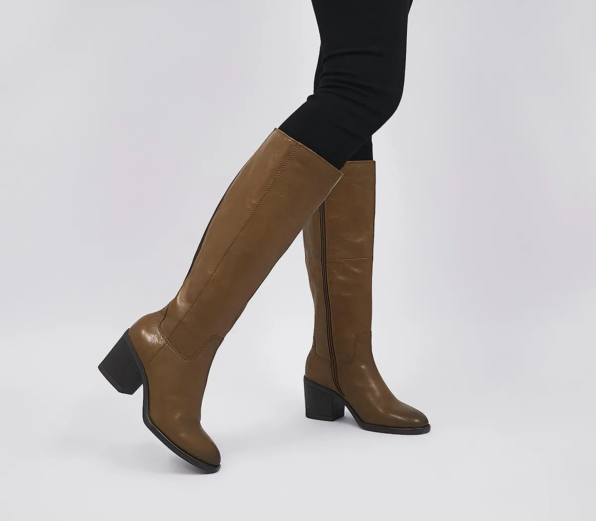 Womens Office Kabana Knee Boots Tan Leather