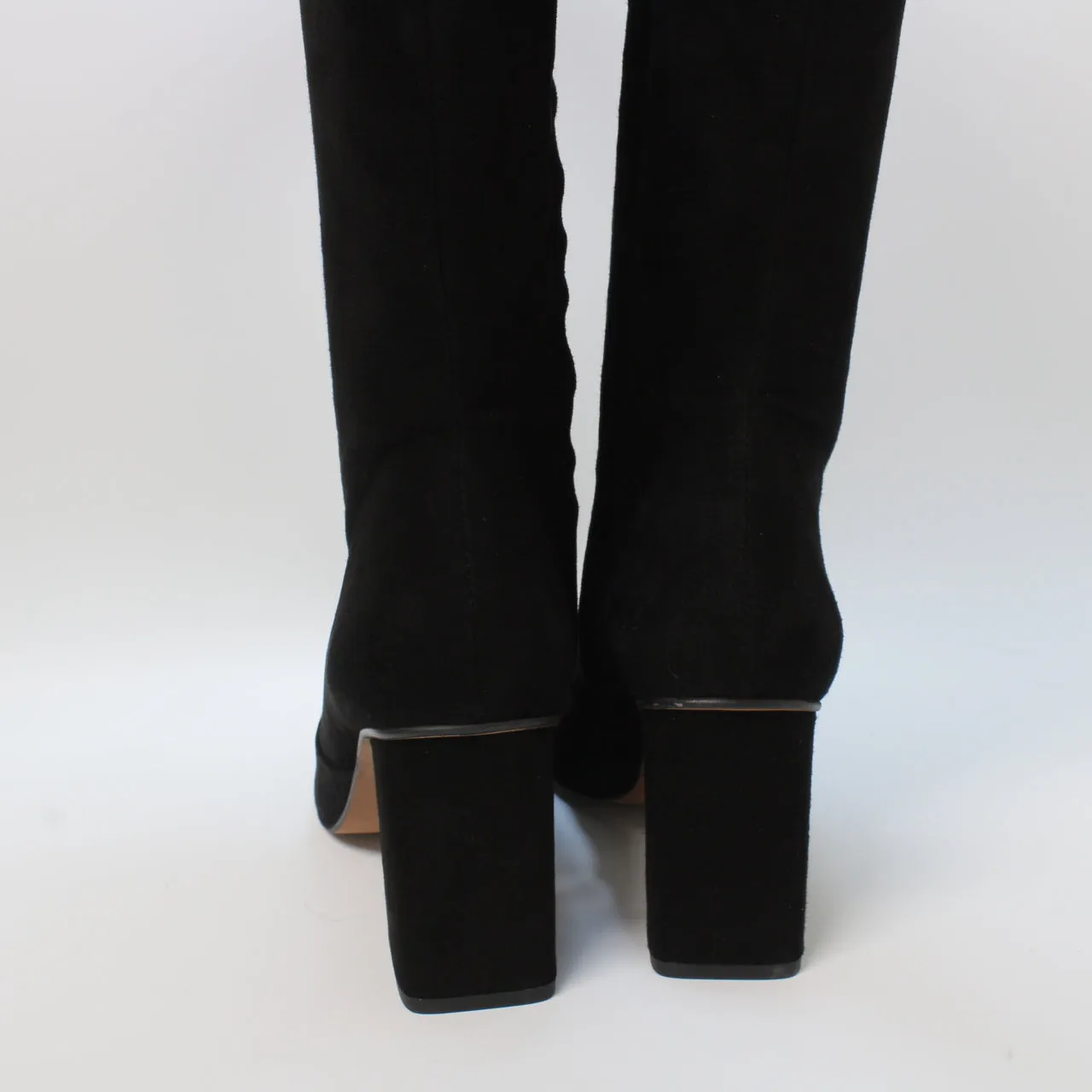 Womens Office Kinsley Block Heel Knee Boots Black Suede