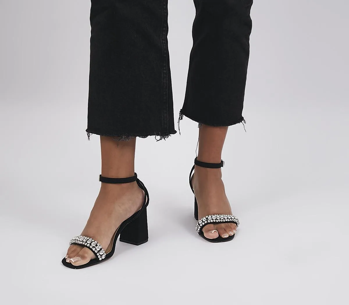 Womens Office Wide Fit: Maeva Embellished Strap Black Sandals Black