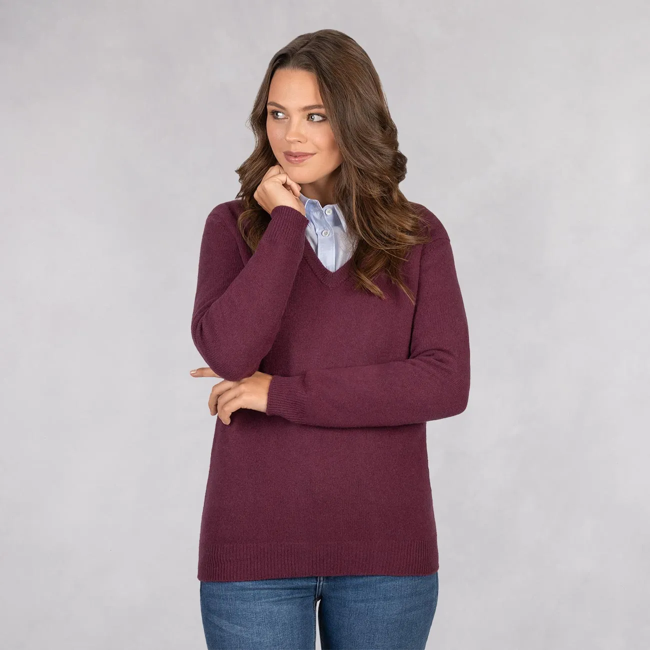 Wool Pullover V Neck Women