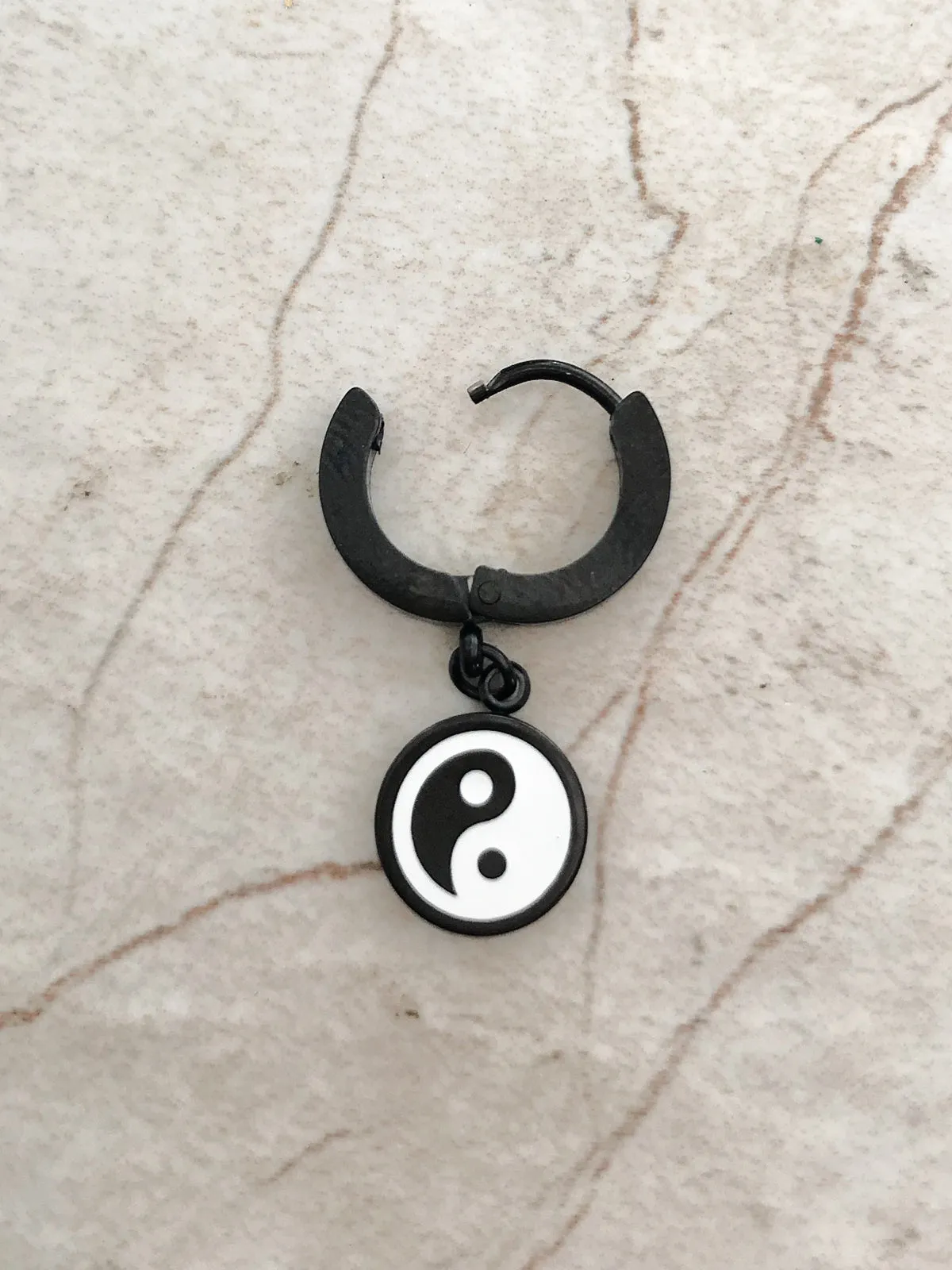 Yin Yang Charm Huggie Hoops