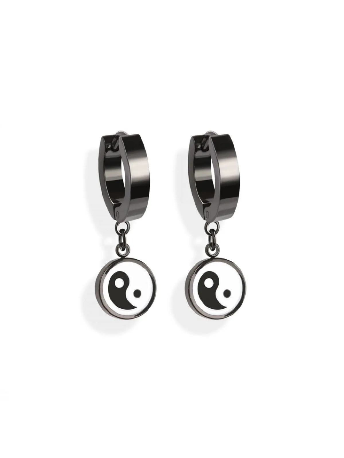 Yin Yang Charm Huggie Hoops