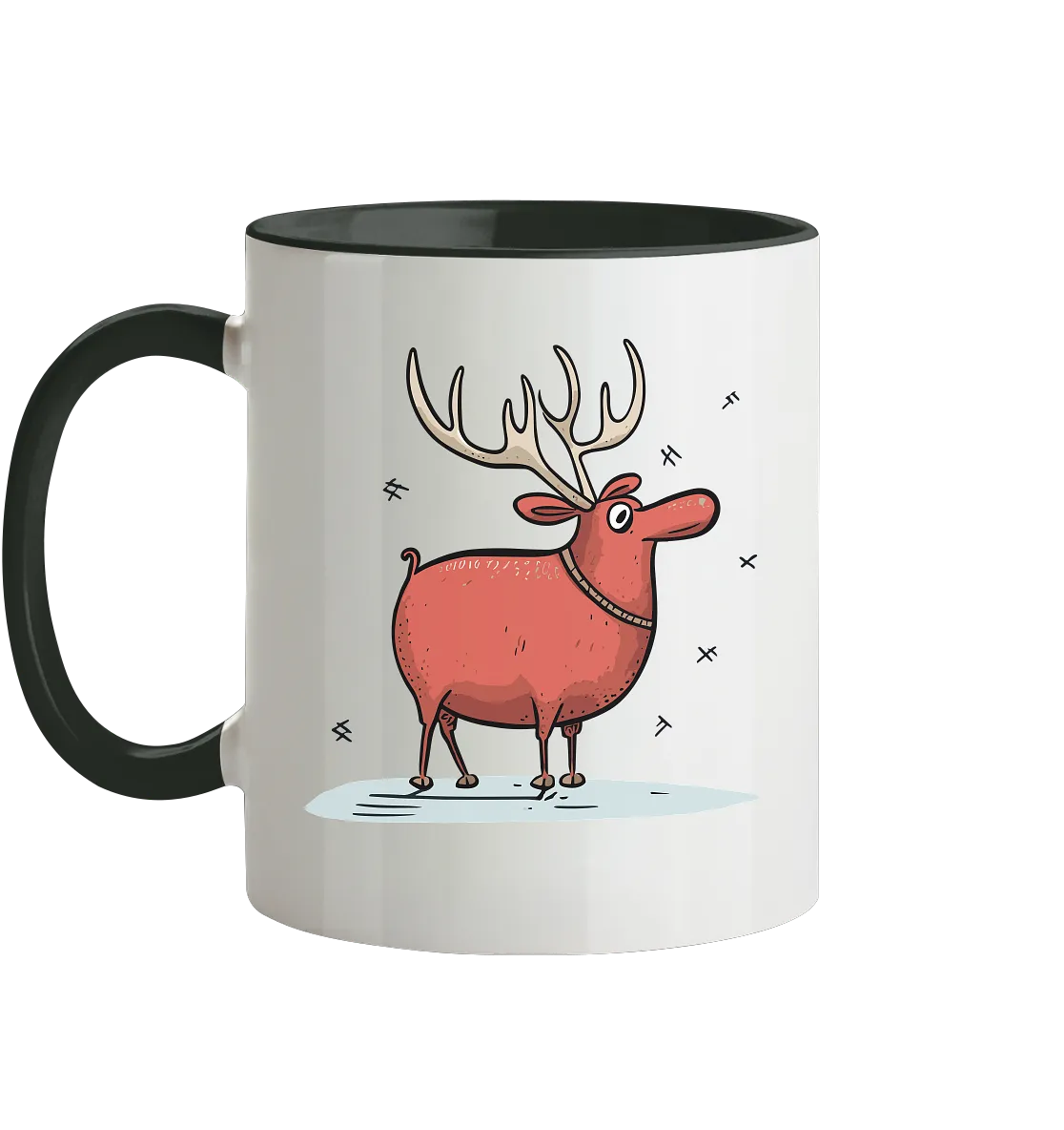 Zweifarbige Tasse mit Weihnachtsmotiv "Crazy Rentier"