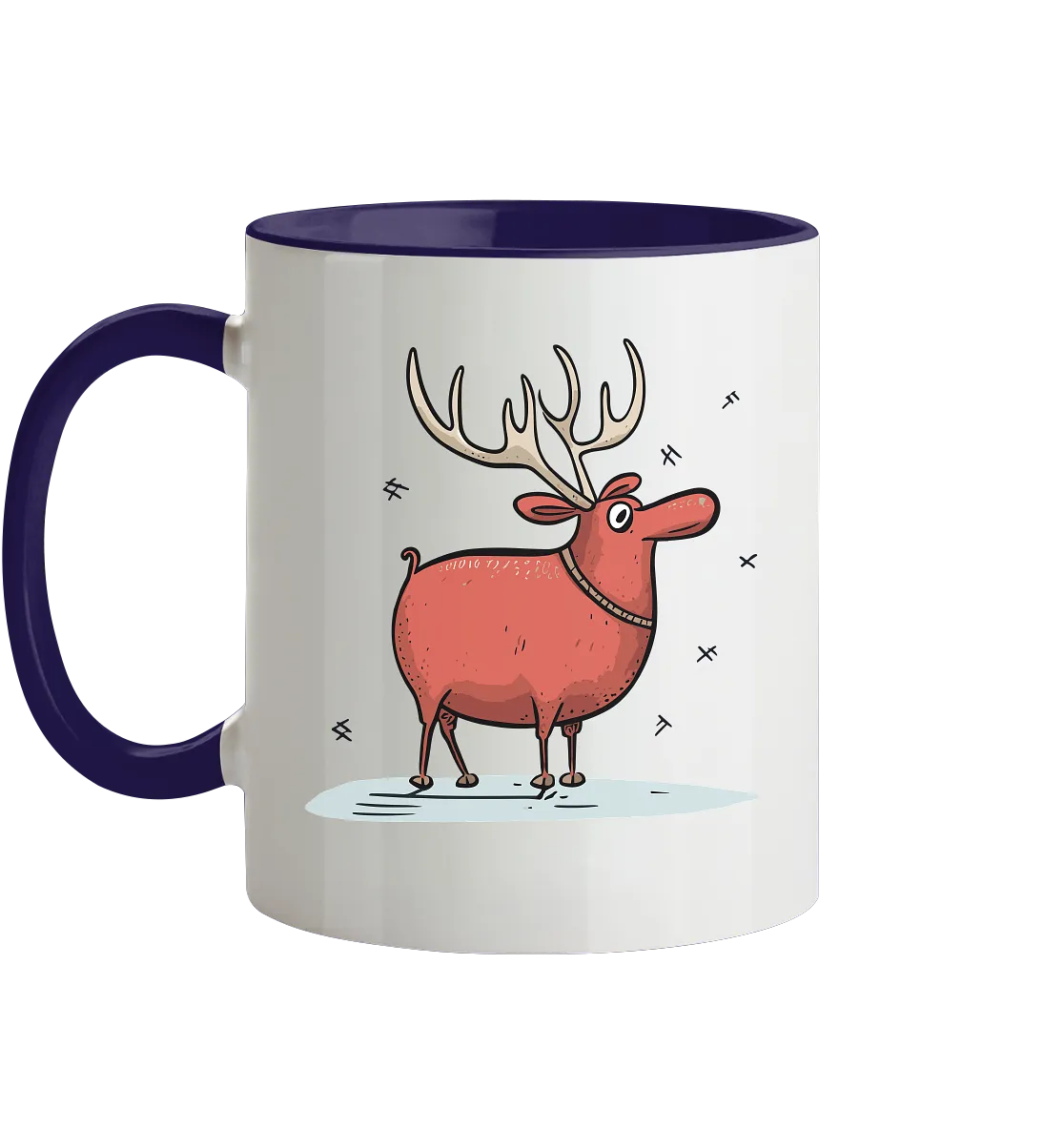 Zweifarbige Tasse mit Weihnachtsmotiv "Crazy Rentier"