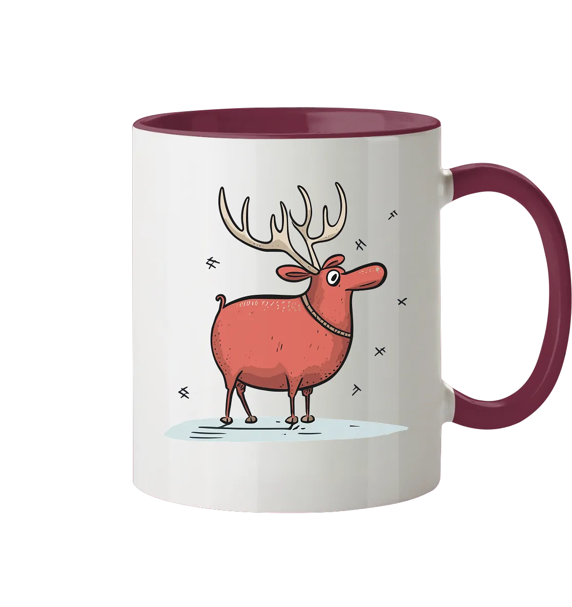 Zweifarbige Tasse mit Weihnachtsmotiv "Crazy Rentier"