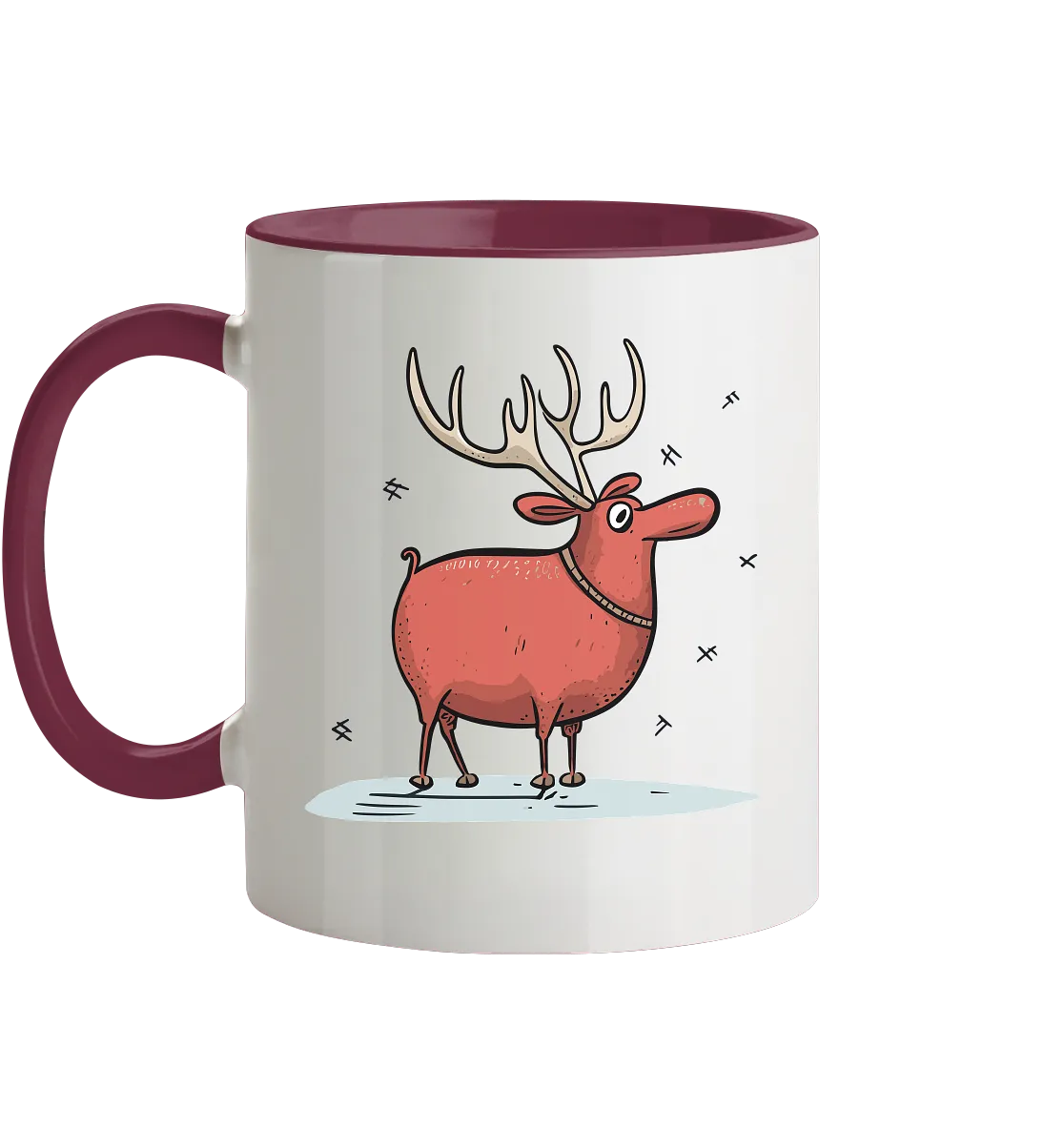 Zweifarbige Tasse mit Weihnachtsmotiv "Crazy Rentier"