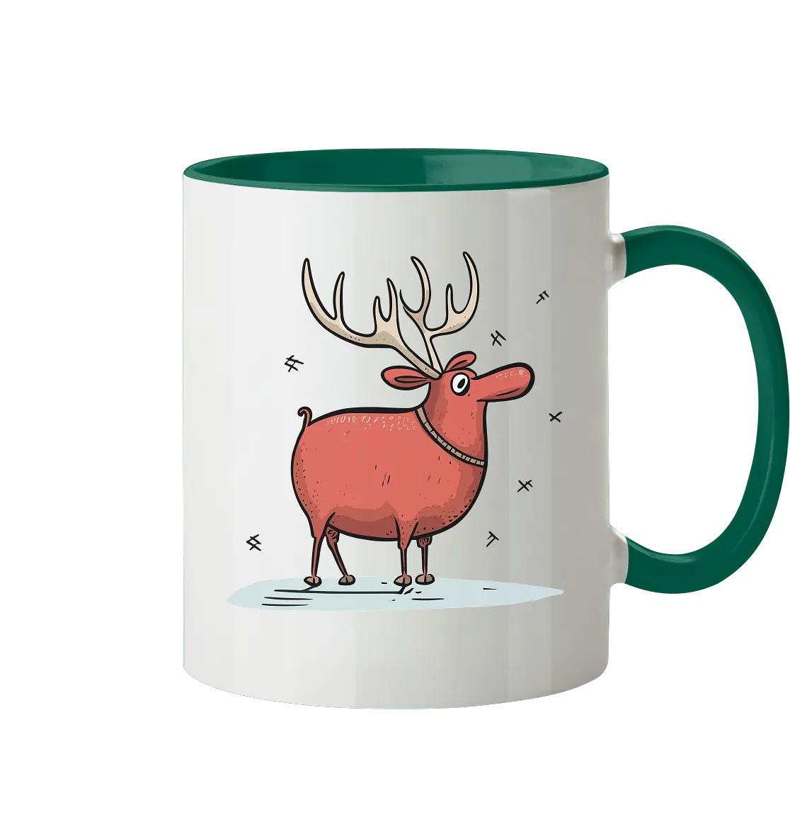 Zweifarbige Tasse mit Weihnachtsmotiv "Crazy Rentier"