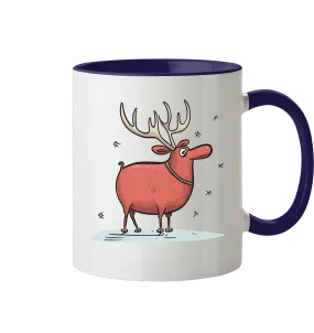 Zweifarbige Tasse mit Weihnachtsmotiv "Crazy Rentier"