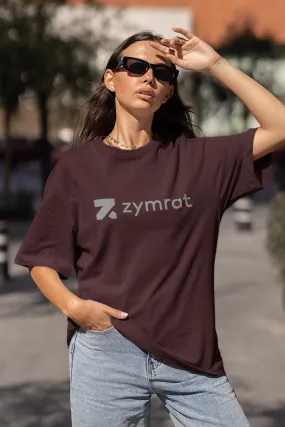 Zymrat Graphic Printed Oversized Ribbed Neckline Drewberry Tshirt